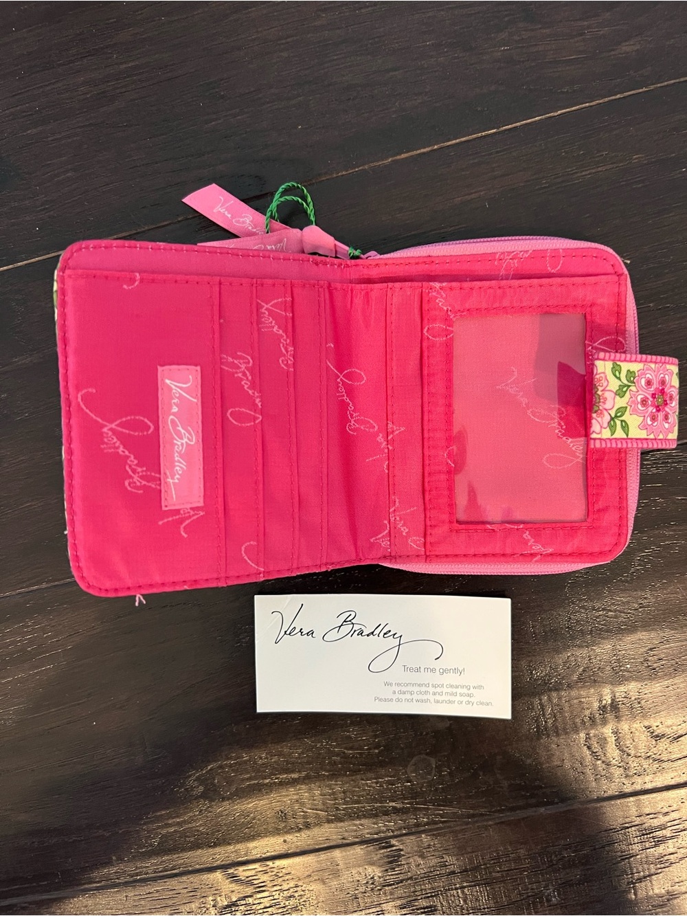 Vera Bradley Floral Small Tab Wallet - Pink & Green Floral print - NEW! - Picture 3 of 3